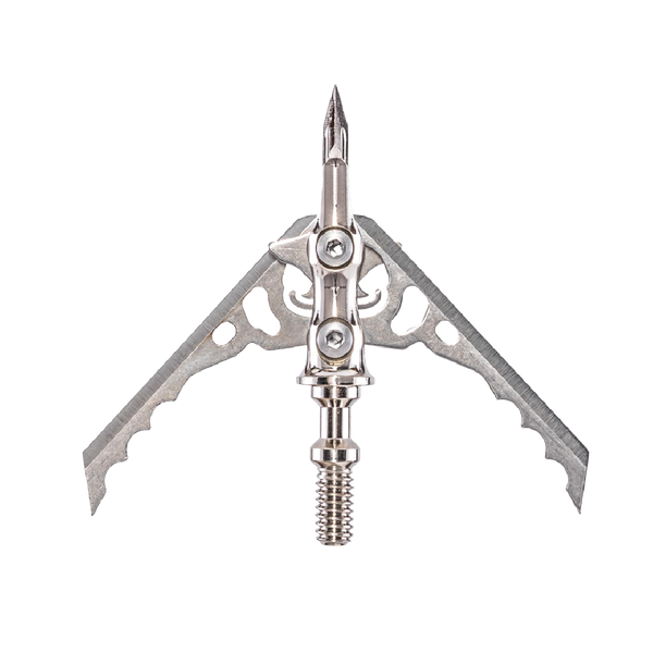 Rage Hypodermic NC 2-Blade 100gr Hunting Broadhead (R38100), Hybrid Tip, No Collar Blade Lock.035” Thick Swept-Back Angled Blades with a 2” Cutting Diameter, Machined Stainless Steel Ferrule, 3-Pack