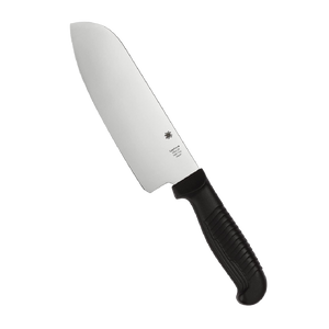 Spyderco Santoku Kitchen Knife with 6.8" MBS-26 Stainless Steel Blade with Durable Black Polypropylene Handle - PlainEdge - K08PBK