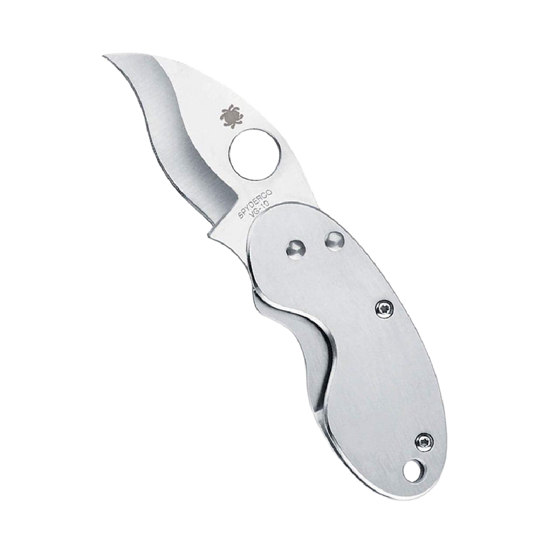 Spyderco Cricket Signature Knife with 3.88" Reverse S VG-10 Steel Blade and Stainless Steel Handle - PlainEdge - C29P