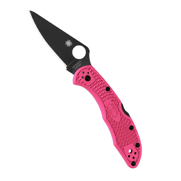 Spyderco Delica 4 Lightweight Knife with CPM S30V Premium Black Steel Blade and Brilliant Pink FRN Handle - PlainEdge - C11FPPNS30V