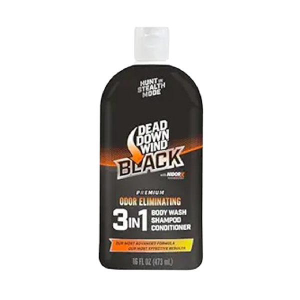 DEAD DOWN WIND BLACK Premium 3-in-1 Body Wash, Shampoo, & Conditioner Hunting Scent Eliminators (16 oz)