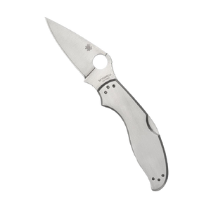 Spyderco UpTern Folding Pocket Knife with 2" 8Cr13MoV Steel Blade and Stainless Steel Handle  - PlainEdge - C261P