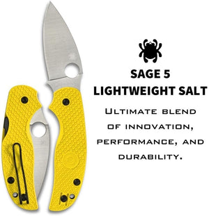 Spyderco Sage 5 Salt Folding Pocket Knife with 3" CPM MagnaCut Steel Blade and FRN Handle - PlainEdge - C123PYL