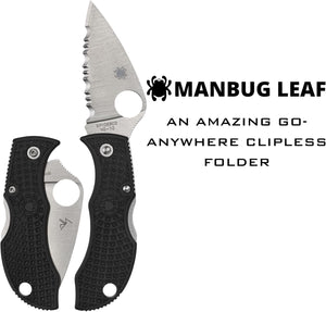 Spyderco Manbug Leaf Folding Pocket Knife with 1.9" VG-10 Steel Blade and FRN Handle - SpyderEdge - MBKLFS
