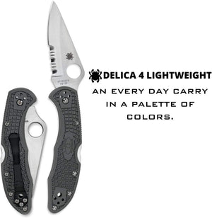 Spyderco Delica 4 Lightweight 7.15" Signature Knife with 2.90" Saber-Ground Steel Blade and FRN Handle