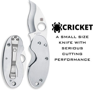 Spyderco Cricket Signature Knife with 3.88" Reverse S VG-10 Steel Blade and Stainless Steel Handle - PlainEdge - C29P