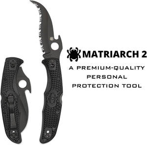 Spyderco Matriarch 2 Emerson Opener Folding Pocket Knife with 3" VG-10 Steel Blade and FRN Handle - SpyderEdge - C12SBBK2W