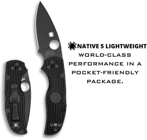 Spyderco Native 5 Signature Knife with 2.95" CPM S30V Black Steel Blade and Black FRN Handle - PlainEdge - C41PBBK5