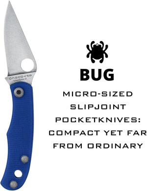 Spyderco Bug Folding Pocket Knife with 1.2" 12c27 Steel Blade and G-10 Handle - PlainEdge - C244SBBK