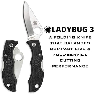 Spyderco Ladybug 3 Signature Utility Knife with 1.9" VG-10 Steel Blade and Lightweight Black FRN Handle - PlainEdge - LBKP3