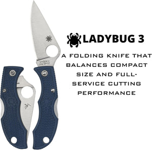 Spyderco Ladybug 3 Folding Pocket Knife with 1.9" CPM SPY27 Steel Blade and Cobalt Blue FRN Handle - PlainEdge - LPCBL3