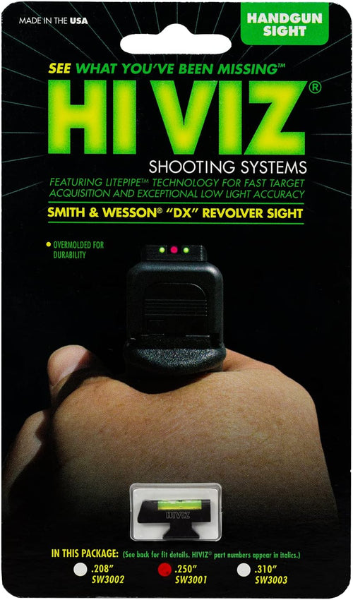 HIVIZ SW3001-G Smith&Wesson Fiber Optic Front Revolver Sight (.250 height)