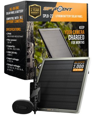 SPYPOINT Solar Panel for Trail Camera with Internal Battery for Outdoor Trail