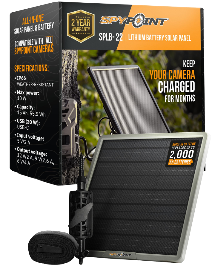 SPYPOINT Solar Panel for Trail Camera with Internal Battery for Outdoor Trail