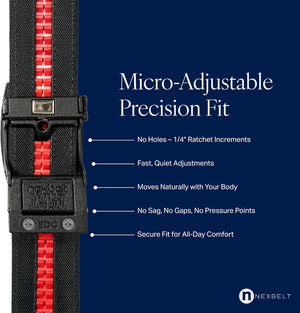 Nexbelt Thin Bar Tactical EDC Ratchet Belt for Men – Adjustable No-Hole Gun Belt for Concealed Carry – 1.5" Wide